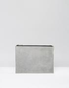 Asos Suede Snake Embossed Zip Top Clutch Bag - Gray