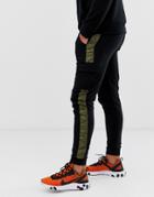 Asos Design Skinny Cargo Sweatpants With Camo Side Stripe-black