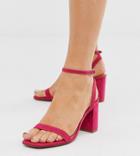 Asos Design Wide Fit Hong Kong Barely There Block Heeled Sandals In Magenta