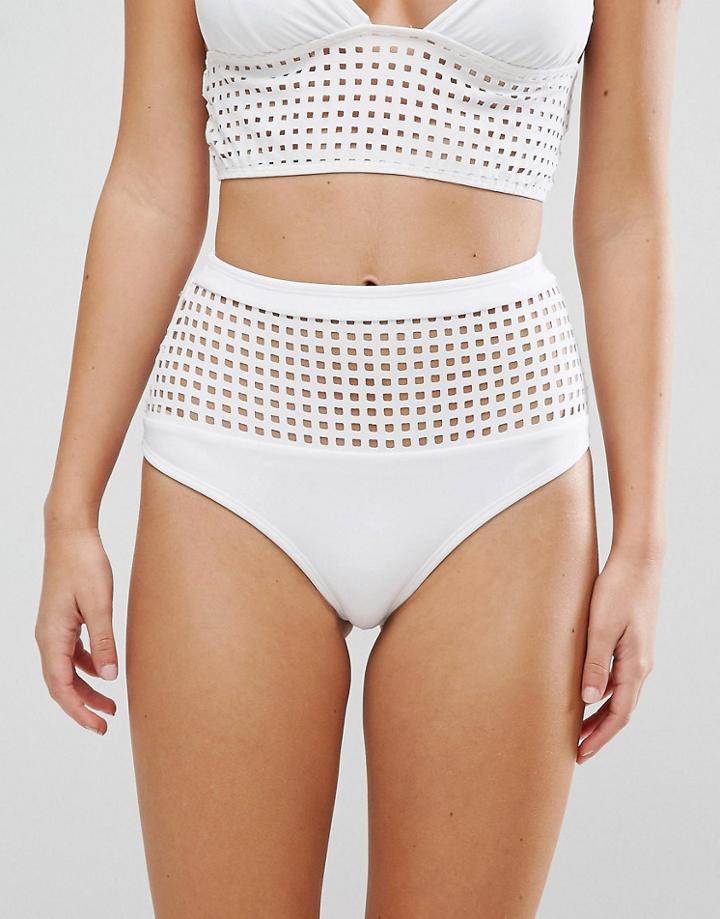 Asos Square Cut Out High Waist Bikini Bottom - White