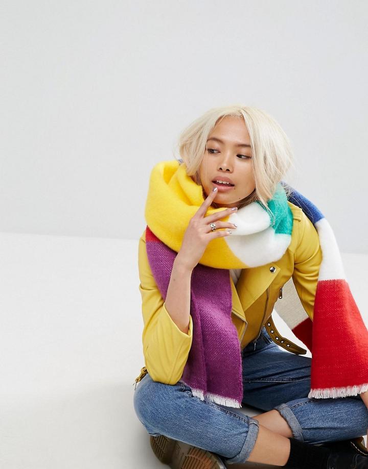 Asos Oversized Long Woven Stripe Scarf - Multi