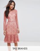 Y.a.s Studio Tall Cadisa All Over Premium Lace Skater Dress - Pink