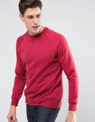 Threadbare Side Zip Crew Neck Sweat - Red