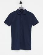 Asos Design Organic Blend Cotton Muscle Fit Jersey Shirt In Navy