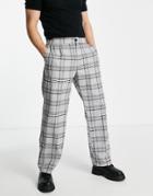 Bolongaro Trevor Checked Wide Leg Smart Pants In Gray Check