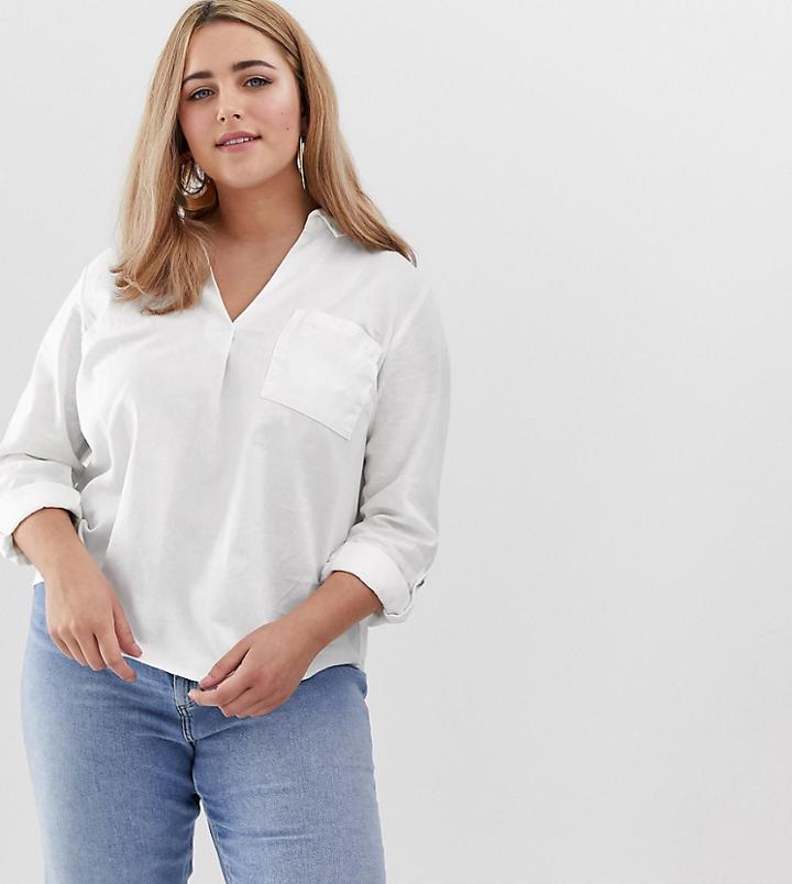 New Look Curve Linen Shirt In White