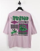 Asos Design Oversized T-shirt In Purple Organic Cotton With Back Print
