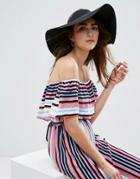 Asos Straw Visor Hat With Elasticated Band - Black