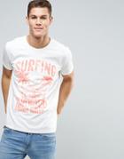 Solid T-shirt With Waves Print - White