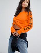 Wasted Paris Oversized Skate Long Sleeve T-shirt With Arm Logo - Orange