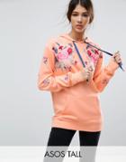 Asos Tall Hoodie With Floral Embroidery - Pink