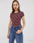 Love Moschino Allover Heart Print T-shirt - Red