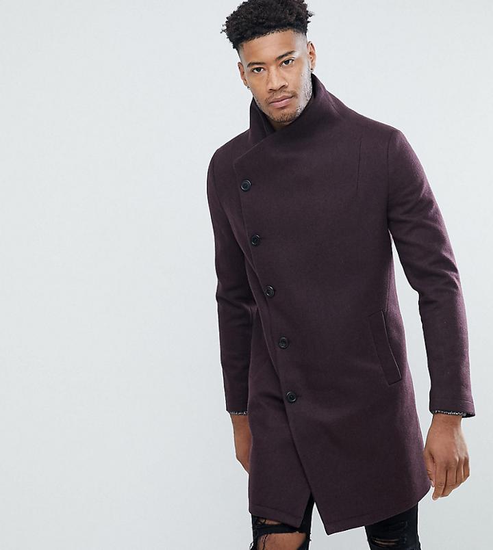 Religion Tall Coat With Asymmetric Buttons - Red