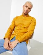 Asos Design Slim Fit Denim Shirt In Mustard-yellow