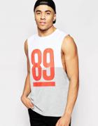 Asos Relaxed Vest With 89 Print - Gray