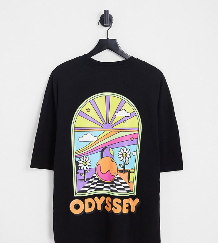 Bershka Oversized Back Print T-shirt In Black