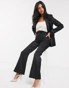Fashion Union Tailored Wide Leg Pants In Black Paisley Jacquard