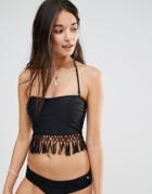 Raisins Bali Love Bandeau Bikini Top With Tassel Detail - Black