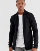 Asos Design Muscle Harrington Jersey Jacket In Black - Black