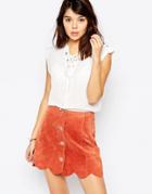 Brave Soul Lace Up Top - Cream