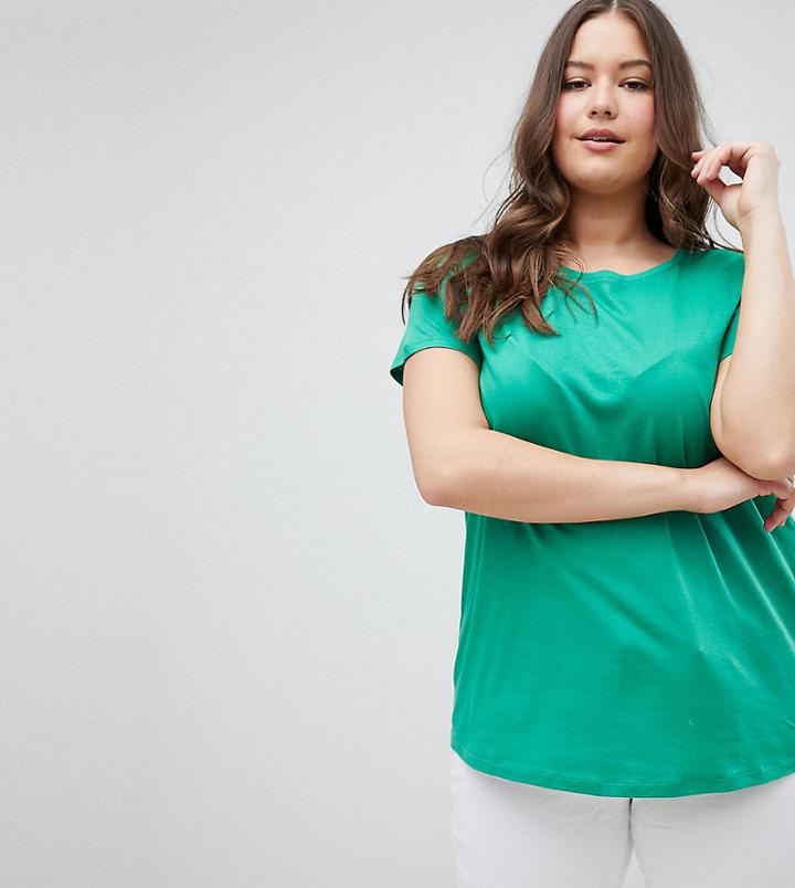 New Look Curve Scoop Neck Tee - Green