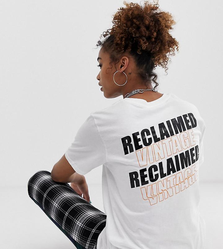 Reclaimed Vintage Inspired T-shirt With Back Logo Print - White
