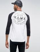 Friend Or Faux Back Print Raglan Long Sleeve Top - White