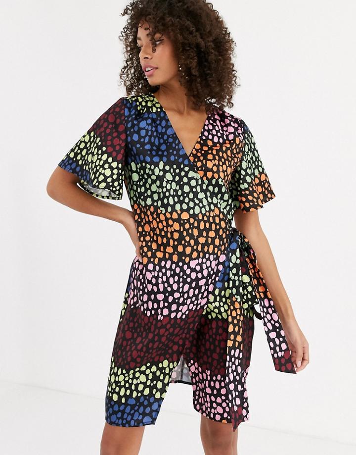 Never Fully Dressed Wrap Mini Dress In Contrast Leopard Print