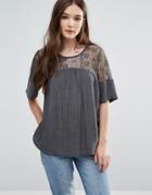 Y.a.s Kylie Top With Lace Yoke - Green