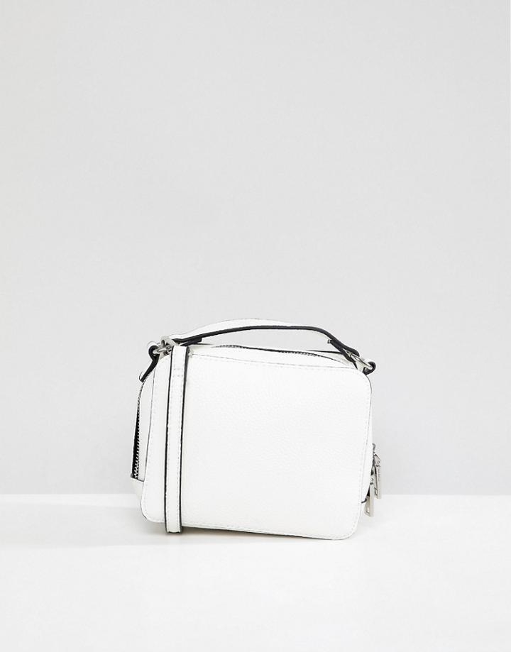 Mango Top Handle Cross Body Bag In White - White