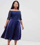 Alice & You Plus Bardot Midi Dress - Navy