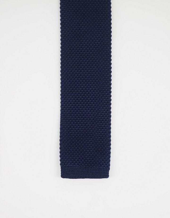 French Connection Plain Knit Tie In Navy