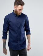 Only & Sons Skinny Concealed Button Down Collar Shirt - Navy