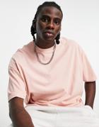 Asos Design Oversized T-shirt With Crew Neck In Washed Peach-pink