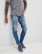 Jack & Jones Jeans In Tapered Fit With Patch Details - Blue