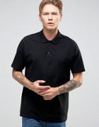 Asos Oversized Pique Polo Shirt In Black - Black