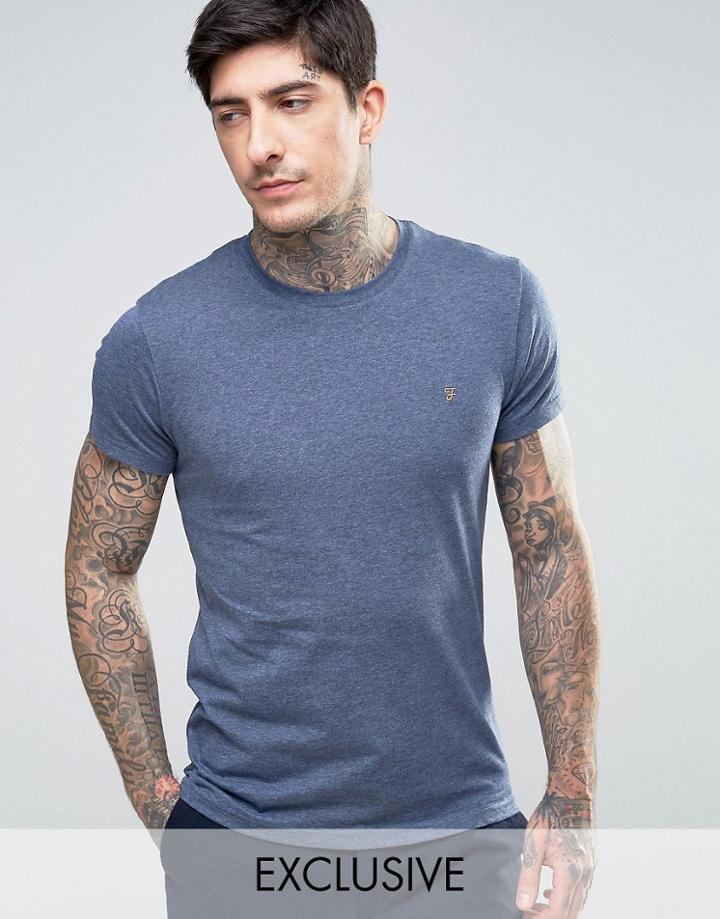 Farah Twisted Yarn Marl T-shirt Exclusive In Navy - Navy
