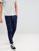 Asos Recycled Tapered Carpenter Jeans In Indigo With Contrast Stitching - Blue