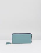 Made Leather Zip Around Purse - Gray