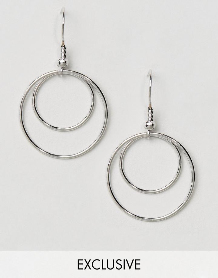 Reclaimed Vintage Double Hoop Earrings - Silver