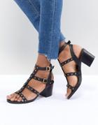 New Look Stud Multi Strap Block Heel Sandal - Black