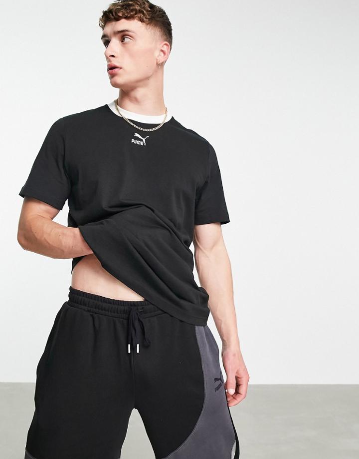 Puma Classics Logo Ringer T-shirt In Black