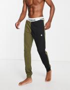 Le Breve Lounge Joker Sweatpants In Khaki And Black - Part Of A Set-green