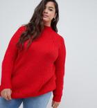 Vero Moda Curve Knitted High Neck Sweater - Red