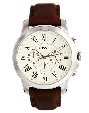 Fossil Grant Brown Leather Strap Chronograph Watch Fs4735 - Brown