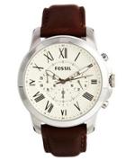 Fossil Grant Brown Leather Strap Chronograph Watch Fs4735 - Brown