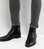 Asos Wide Fit Lace Up Boots In Black Faux Leather - Black