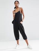Asos Minimal Cami Jumpsuit In Brushed Jersey - Black