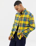 Asos Design Oversized Check Shirt In Yellow With Double Pockets - Yellow