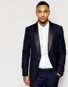 Rogues Of London Tuxedo Suit Jacket In Slim Fit - Blue